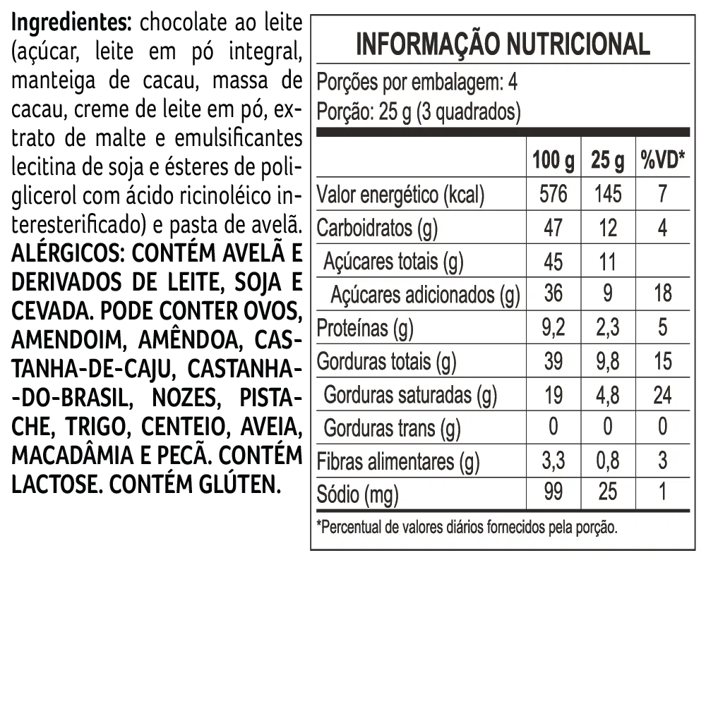 Tablete laCreme de Chocolate ao Leite e Avelã 100g - foto 2