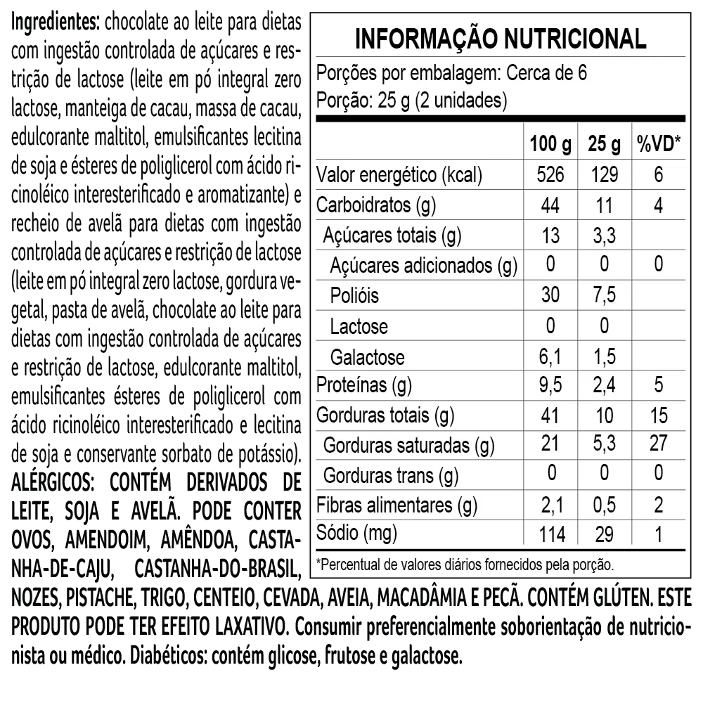 Caixa de Bombons Bless Zero Açúcar e Zero Lactose de Chocolate com Avelã 160g - foto 2